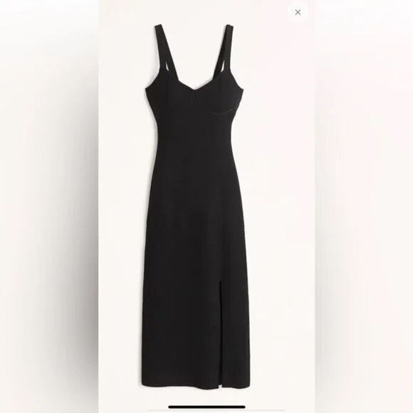 Abercrombie and Fitch Womens Black Front Slit Sleeveless Knit Dress Size MT - Picture 1 of 9